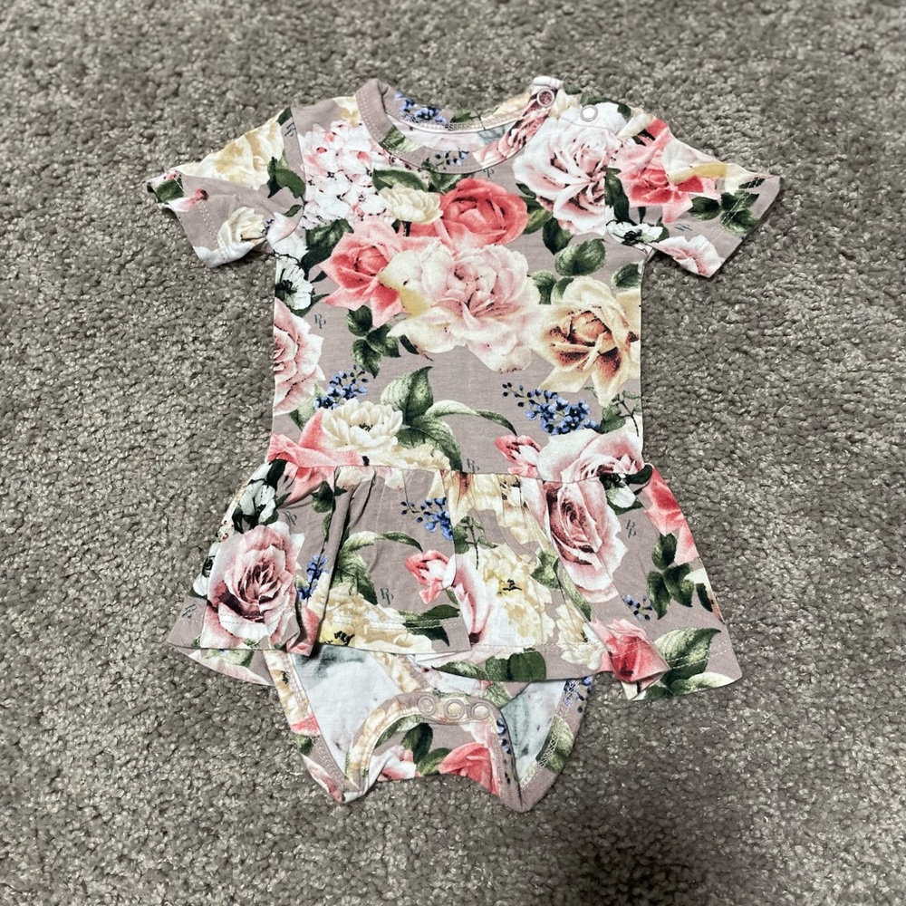 Posh Peanut Floral Baby Twirl Bodysuit